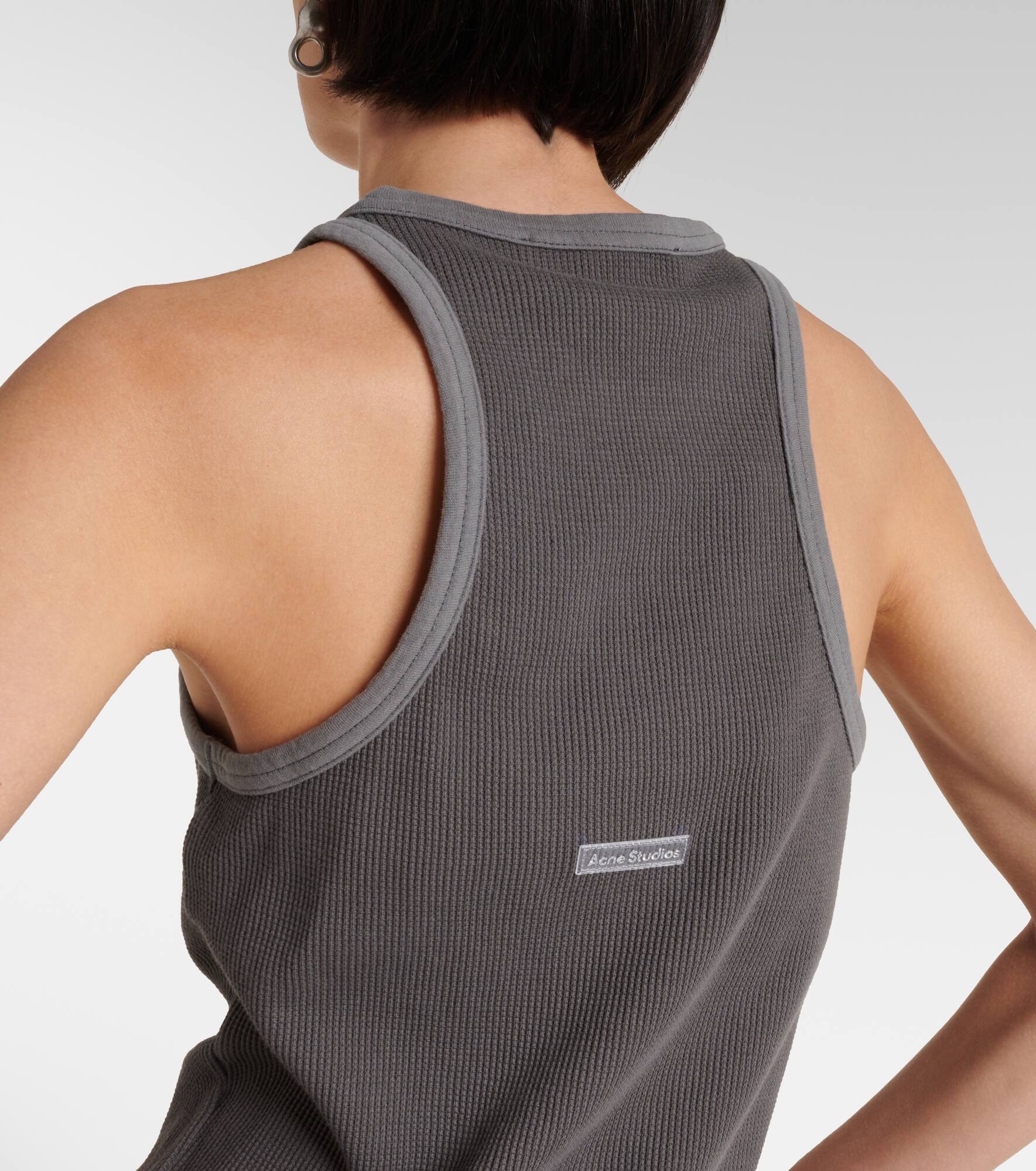 Waffle-knit cotton tank top - 5
