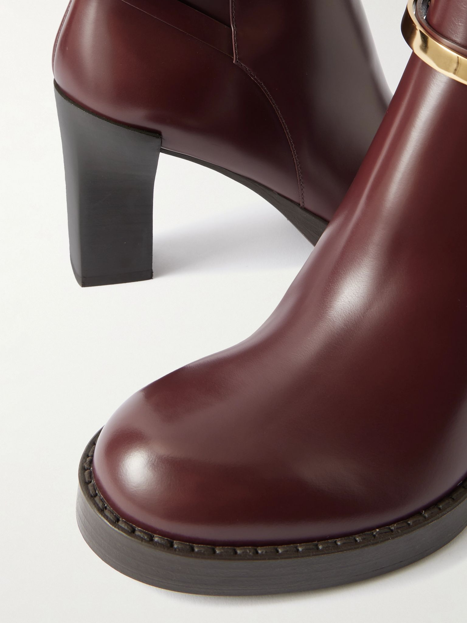 Gomma embellished glossed-leather ankle boots Merlot - 4