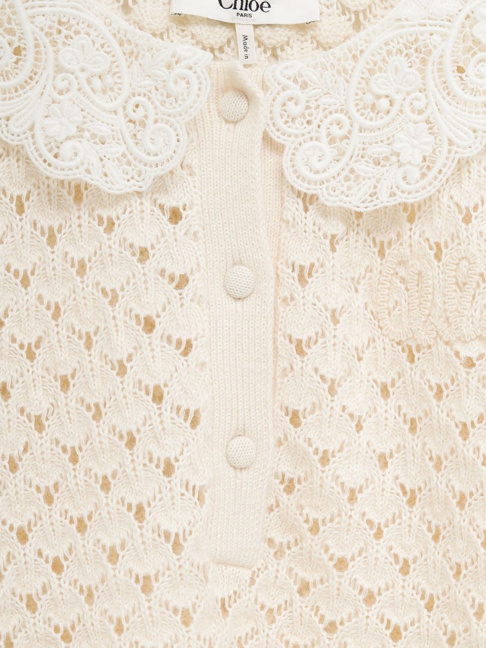 lace-collar open-knit sweater - 3