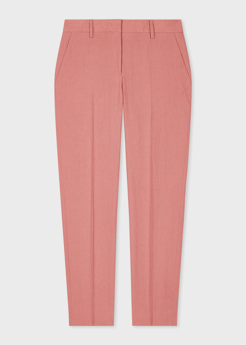 Women's Slim-Fit Pink Linen Tailored Trousers - 1
