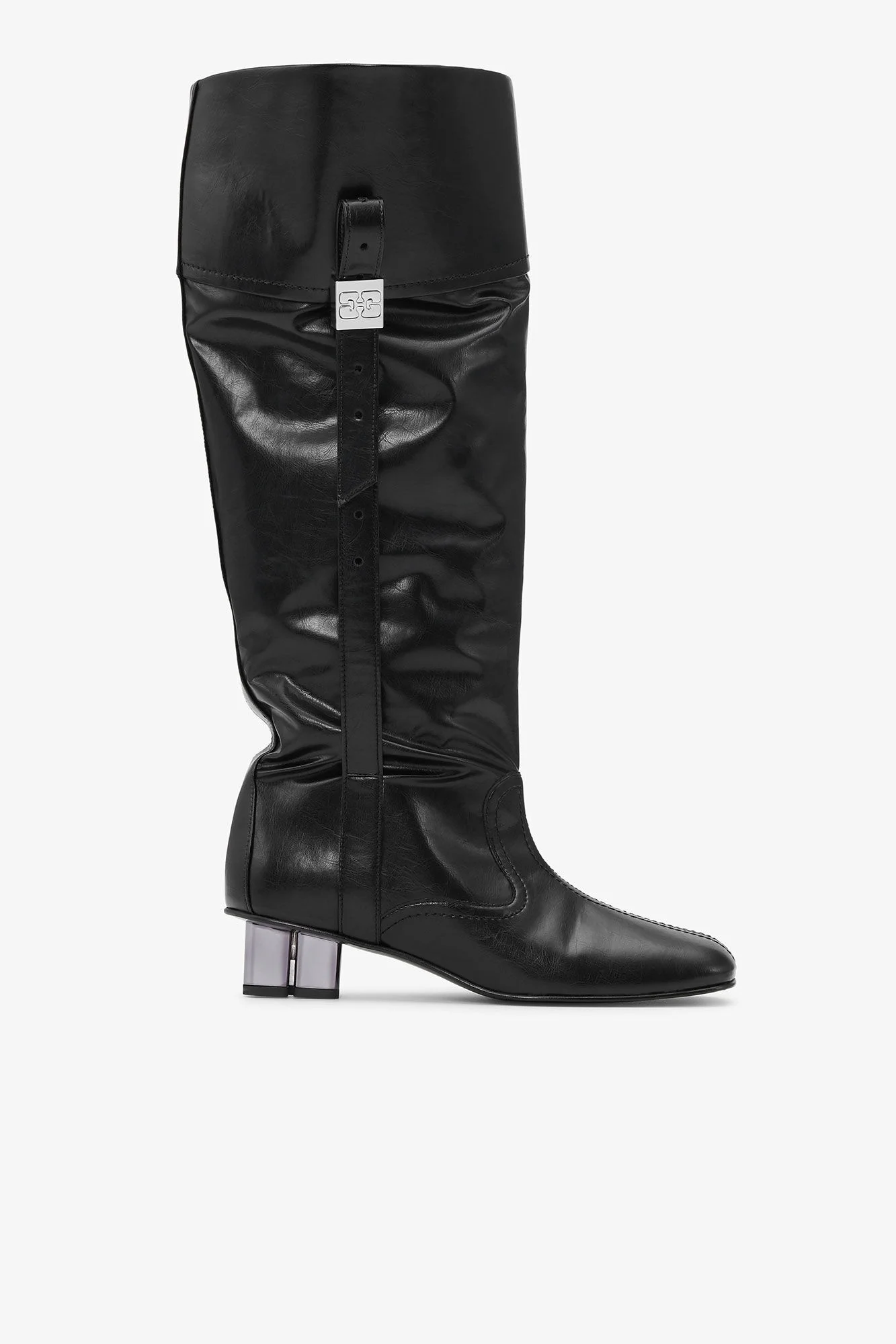 BLACK SLOUCHY KNEE BOOTS - 1