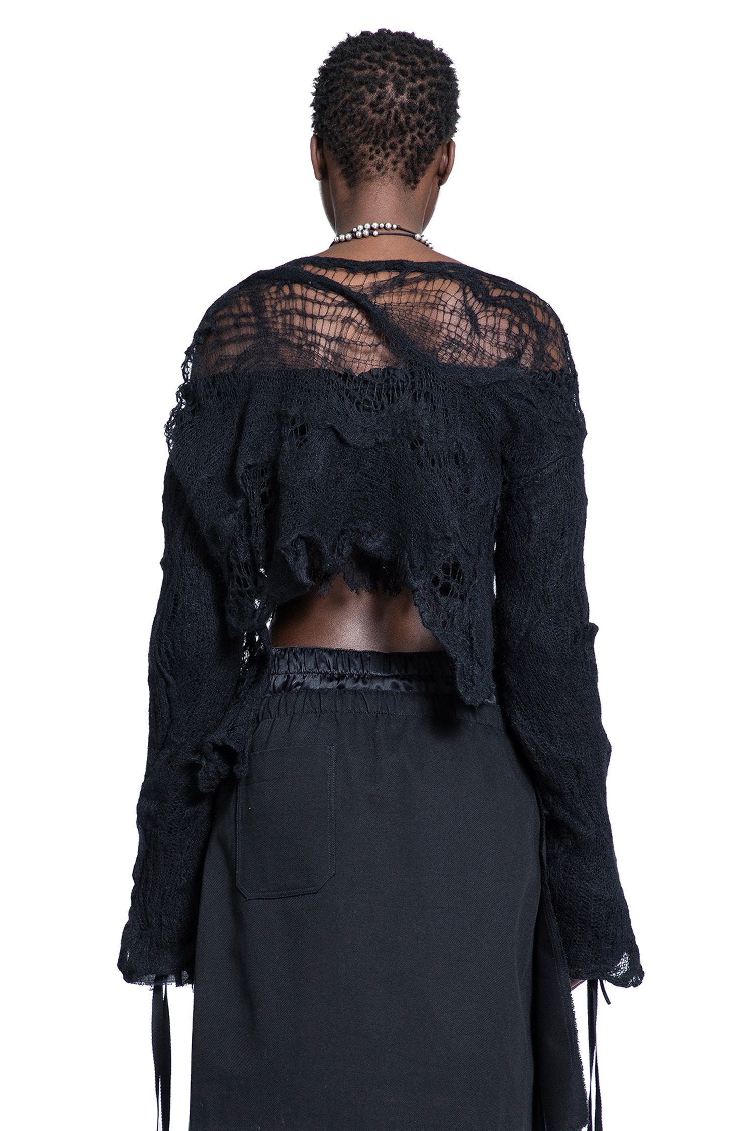 Cilia Off-shoulder Sweater In Ripped Sheer Knit - 3