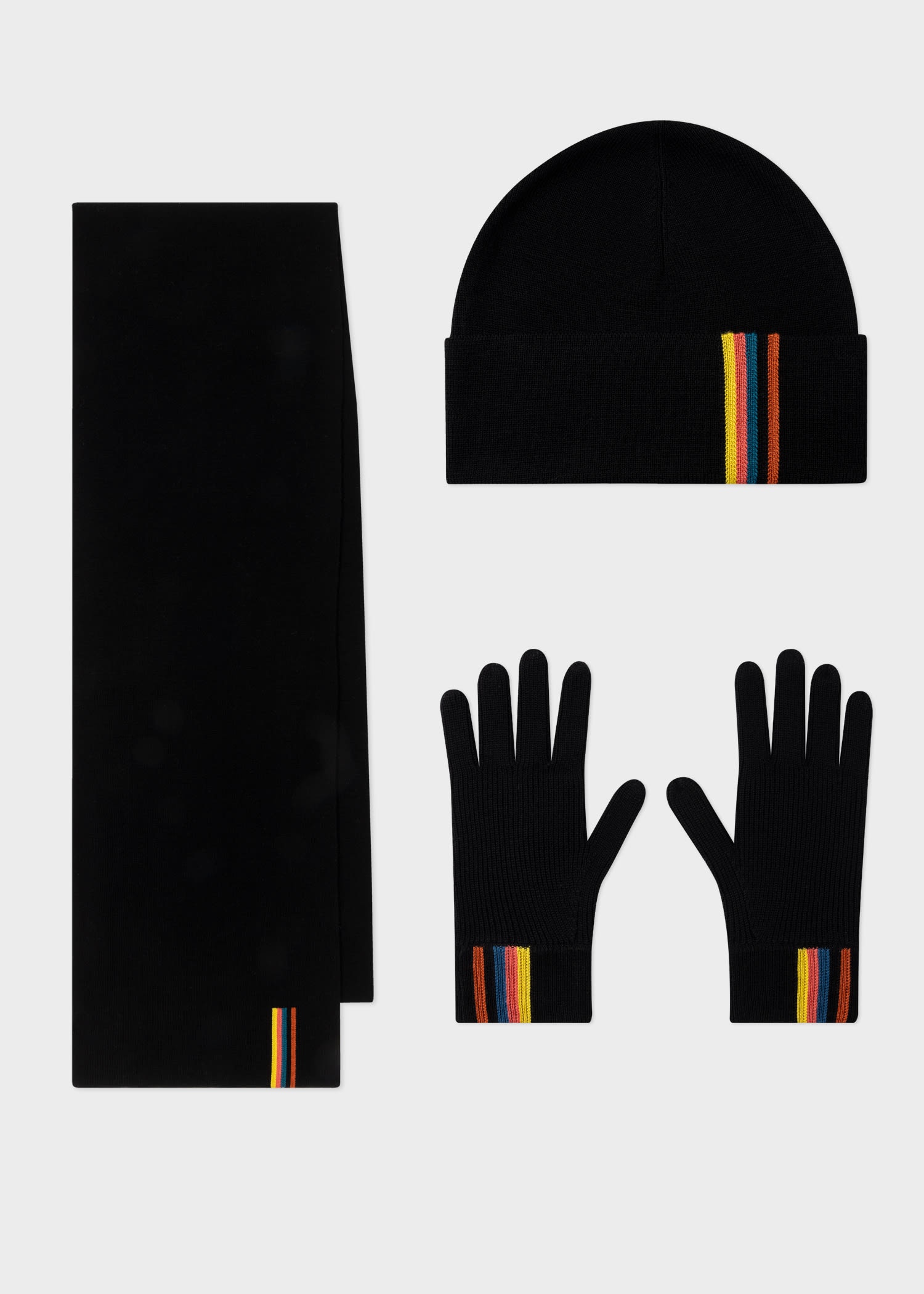 'Artist Stripe' Trim Beanie Hat, Gloves & Scarf Gift Set - 1