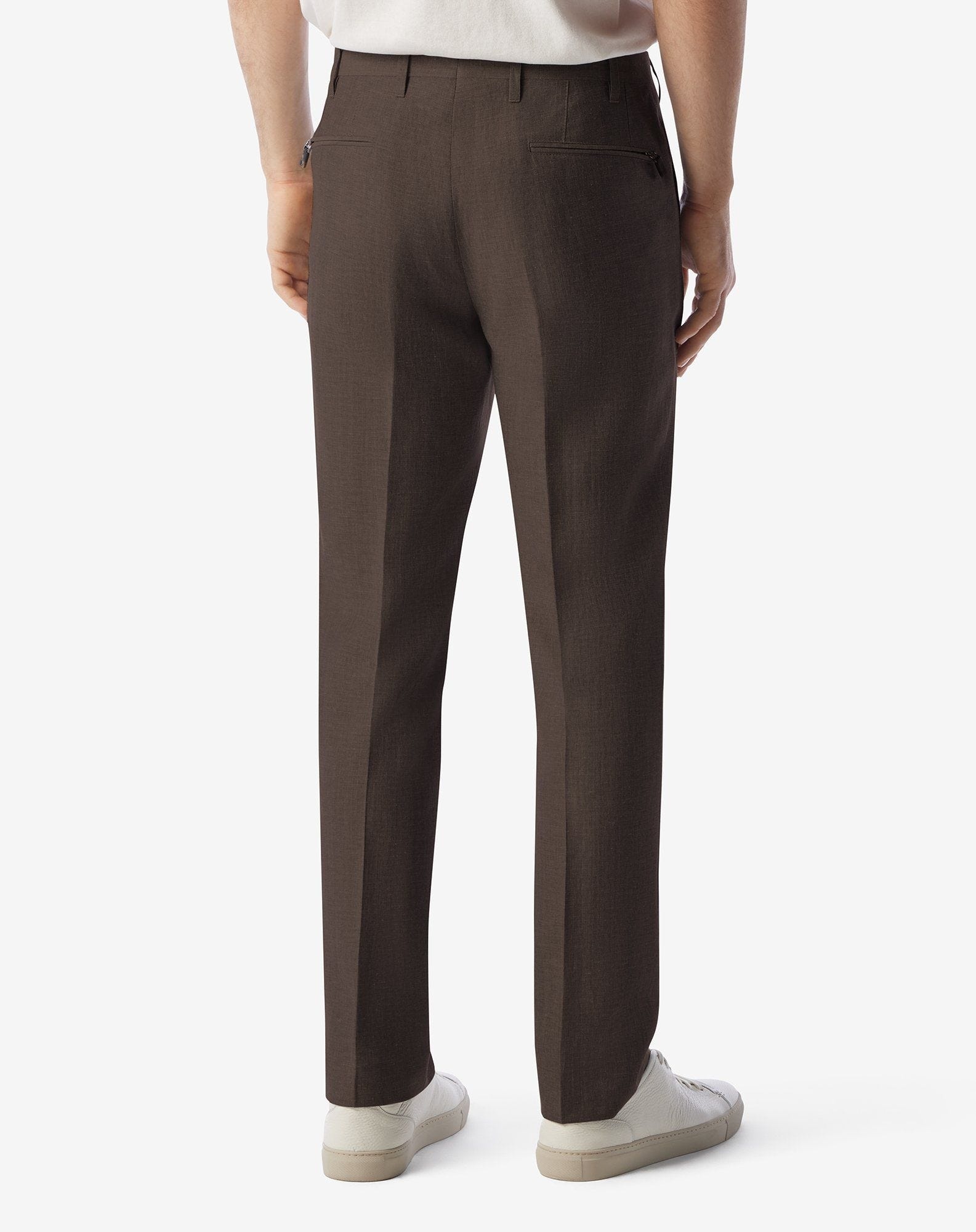 Brown wool and linen chambray trousers - 3