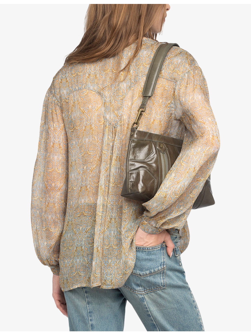 Tamela Metallic-Stripe Chiffon Blouse - 5