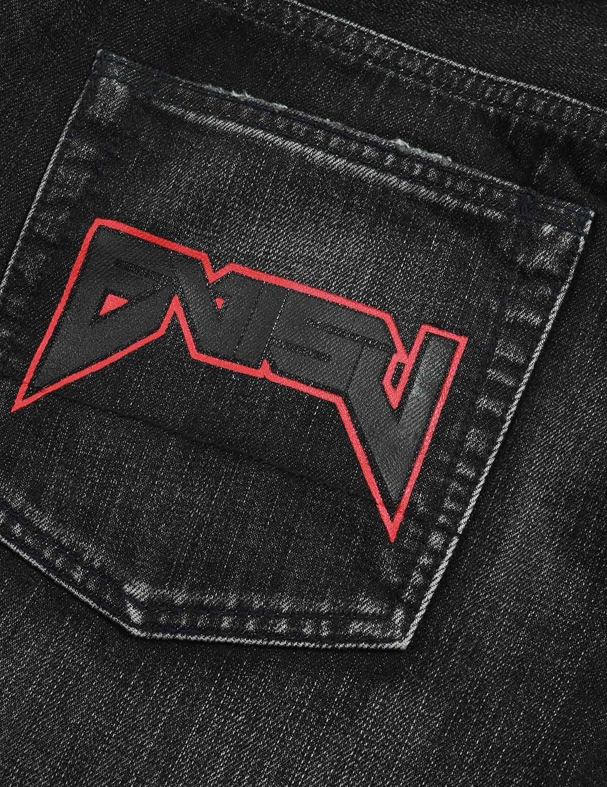 LOGO PRINT LOOSE-FIT DISTRESSED DENIM JEANS - 7