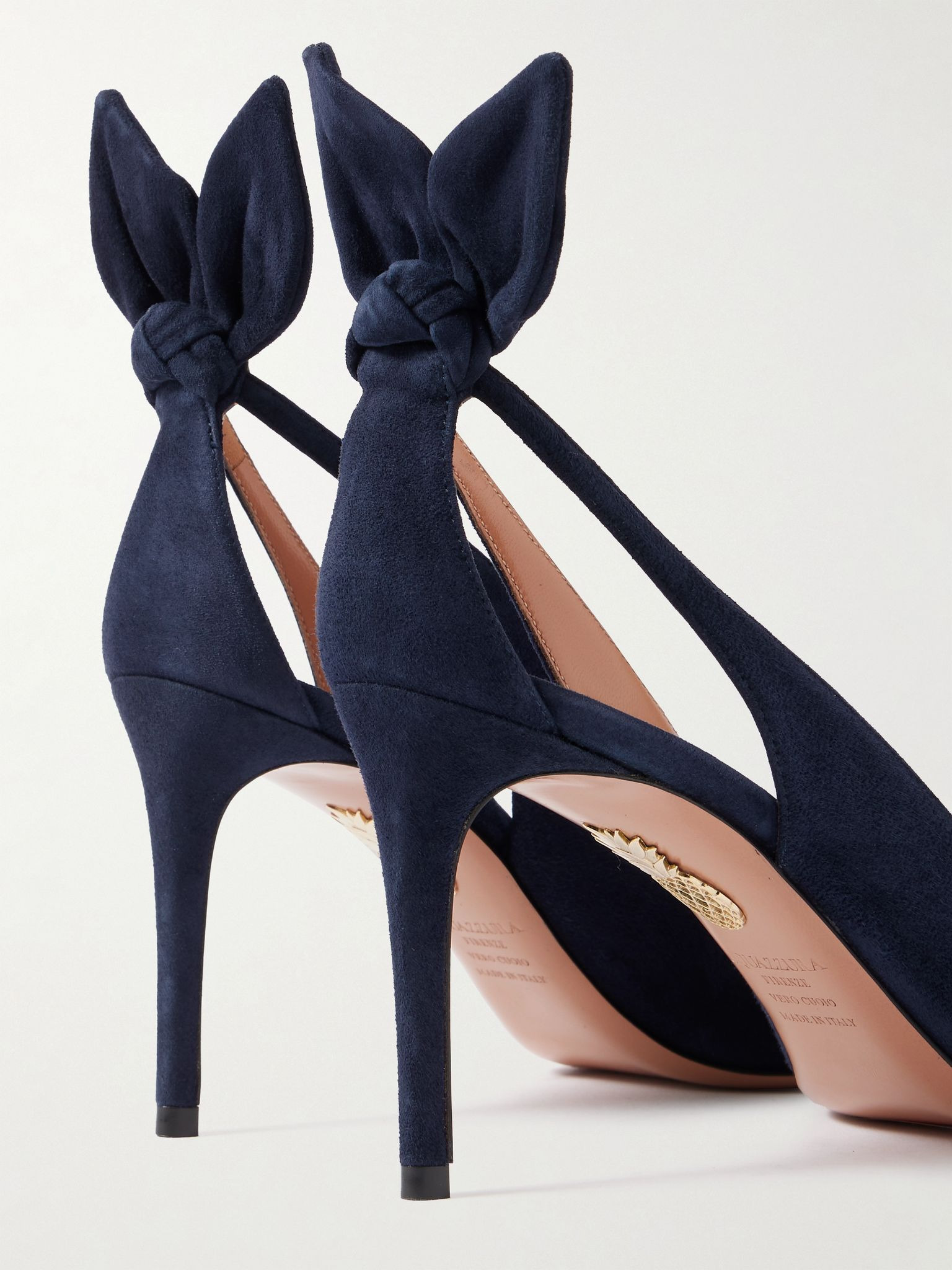 Bow Tie 85 suede pumps Navy - 4