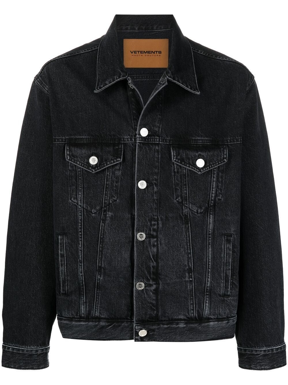 logo print denim jacket - 1