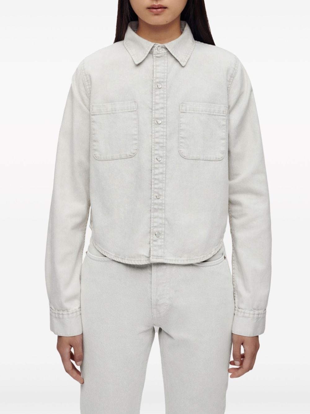 press-fastening denim shirt - 3