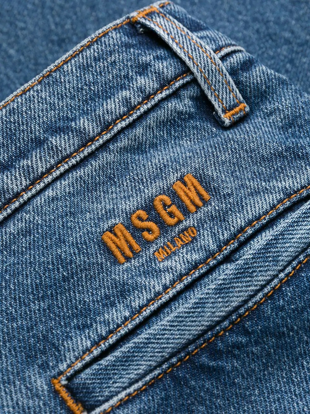 high-waist embroidered logo jeans - 6