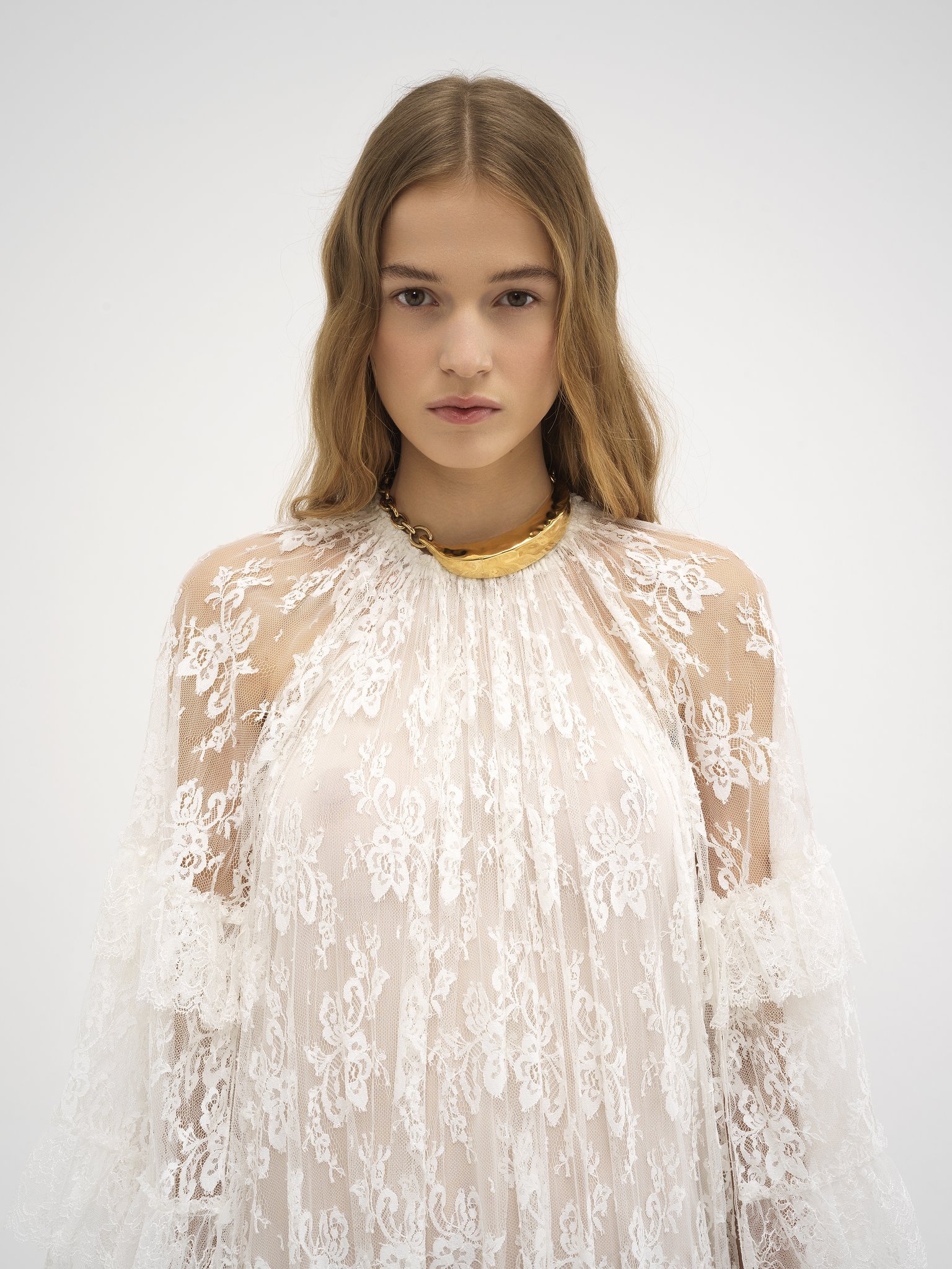 LONG RUFFLE DRESS IN SILK LACE - 7
