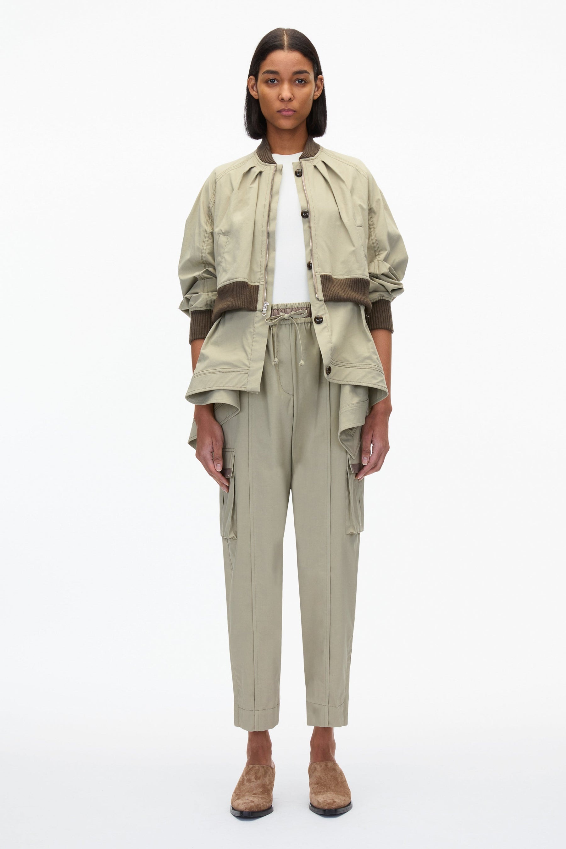 Layered Flounce Bomber Jacket - 3