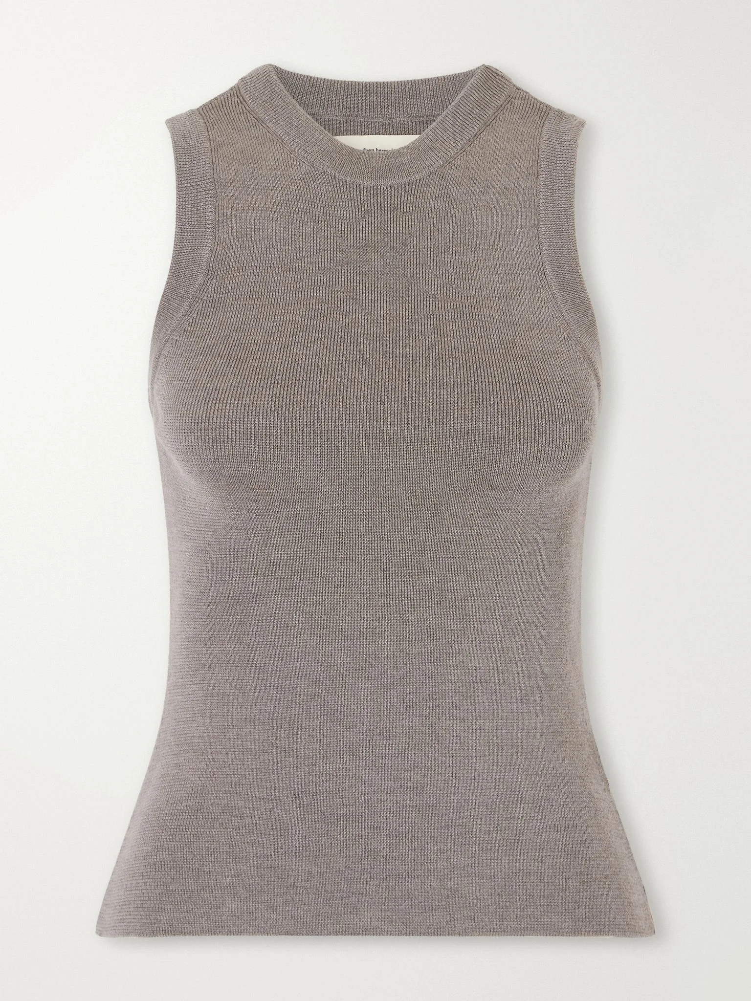 Appointment ribbed merino wool and silk-blend tank Taupe - 1