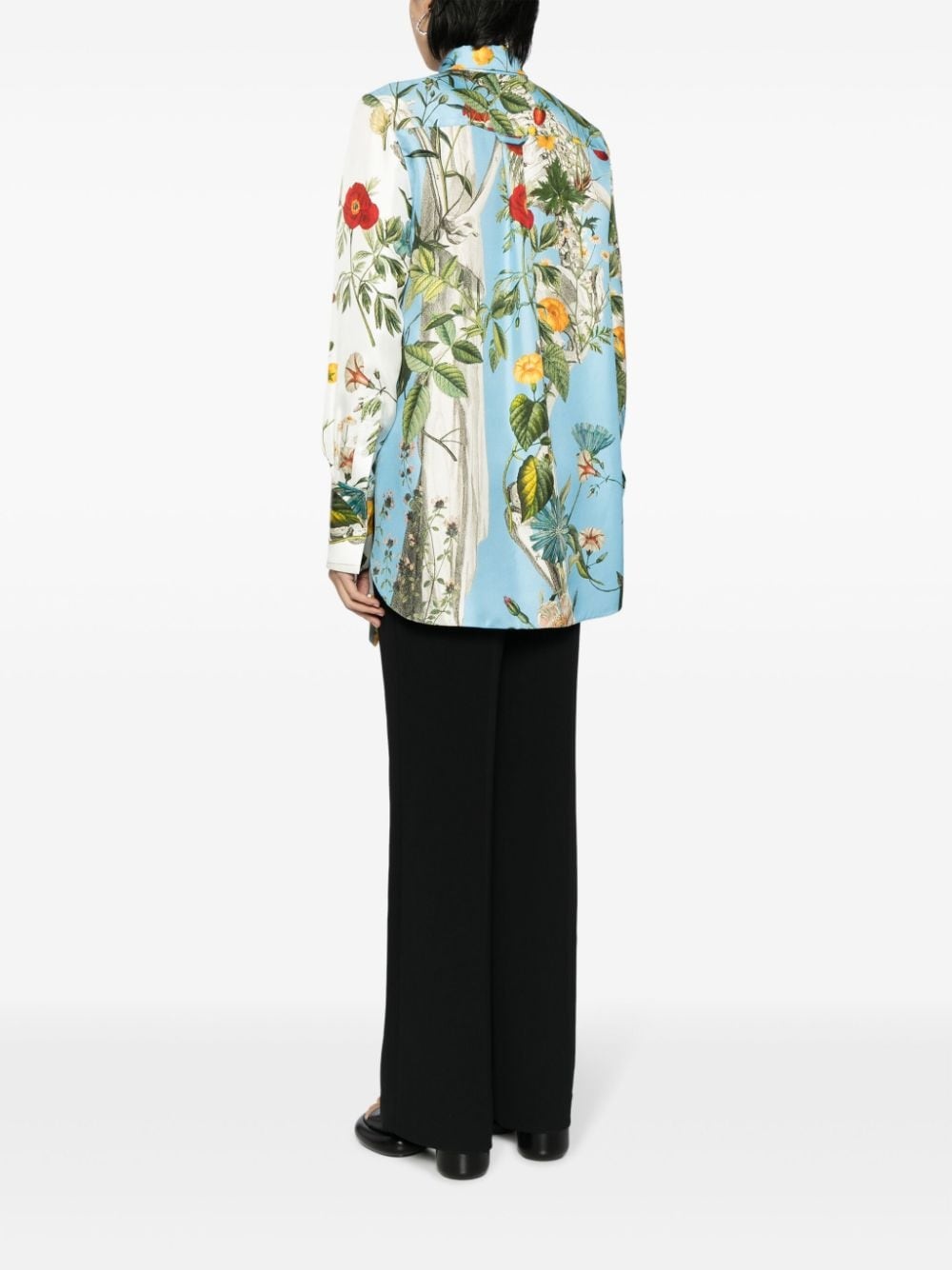floral-print layered silk shirt - 4