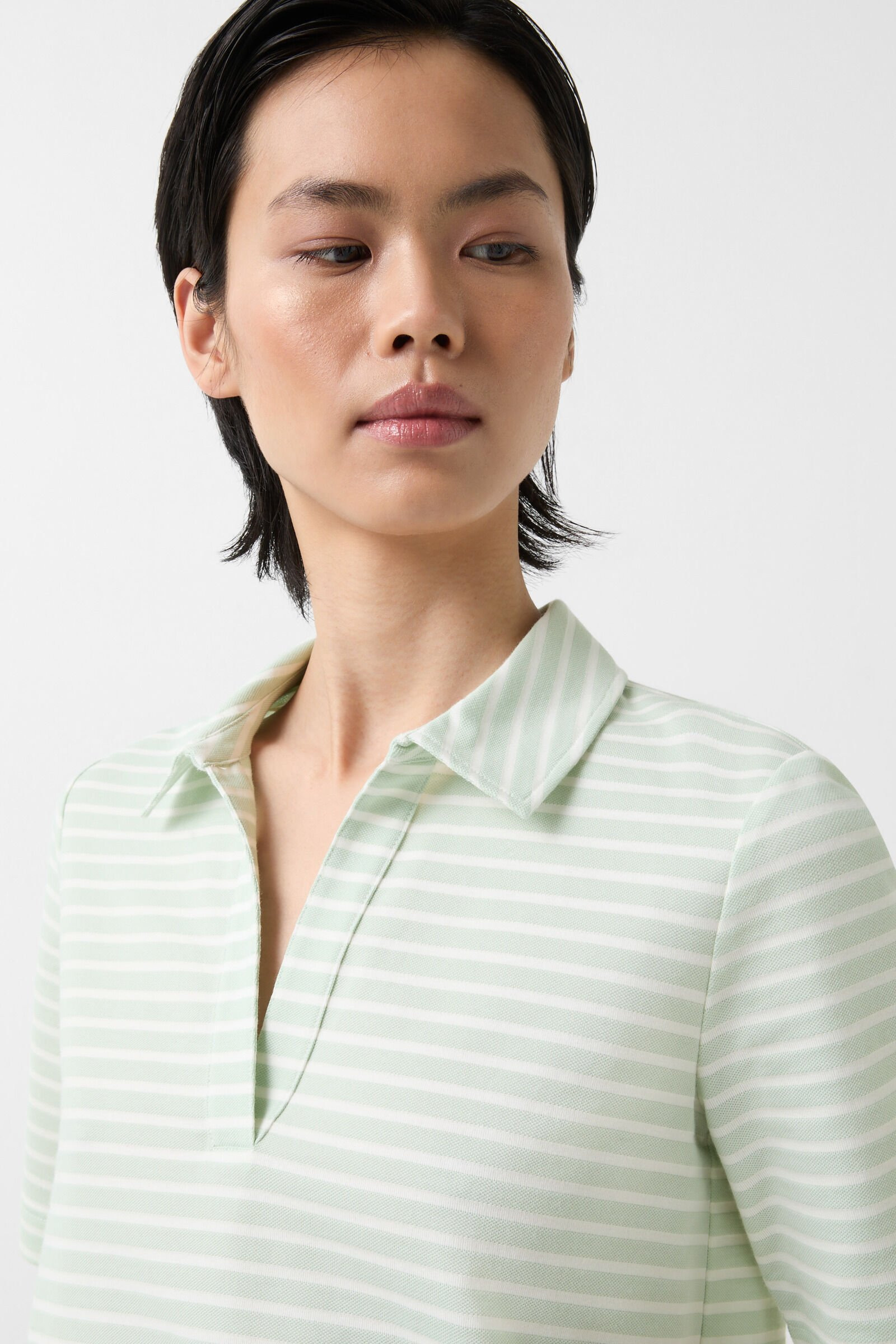 Peony polo shirt in Light green/off-white - 4