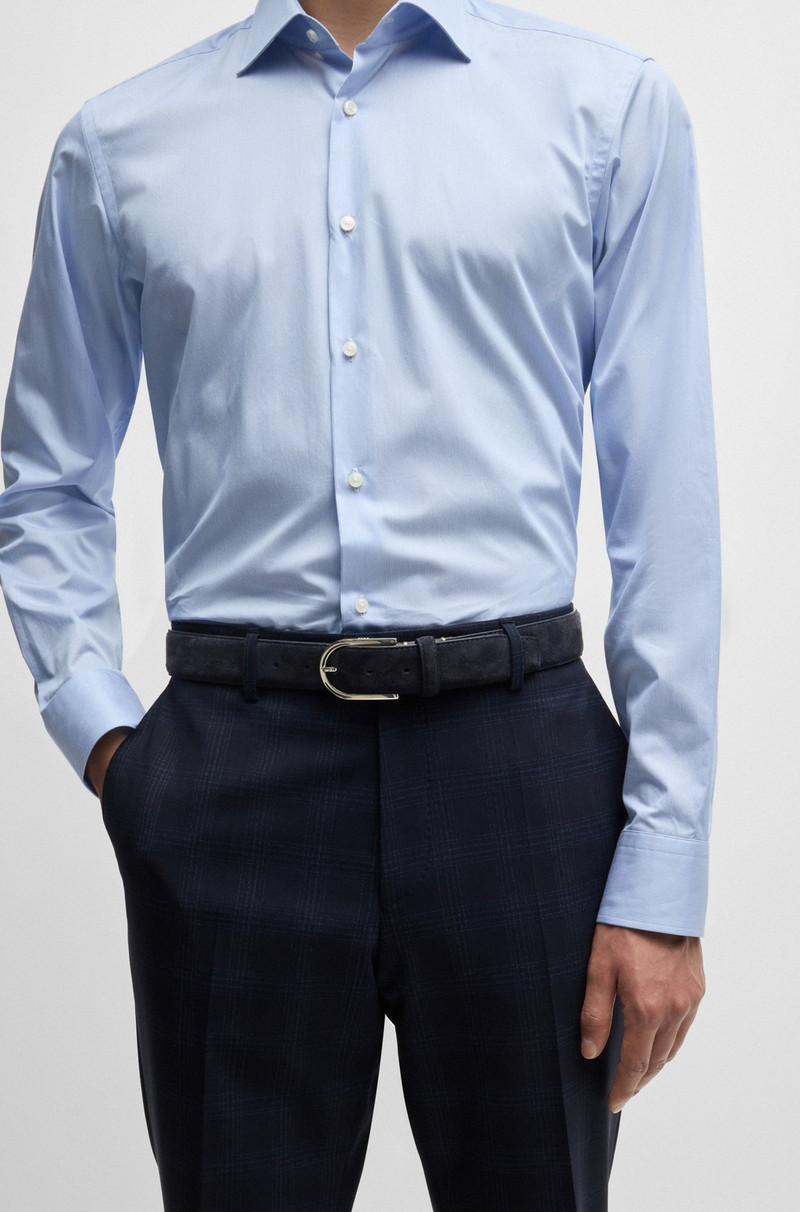 BOSS ITALIAN-SUEDE BELT WITH ROUNDED BRASS BUCKLE outlook