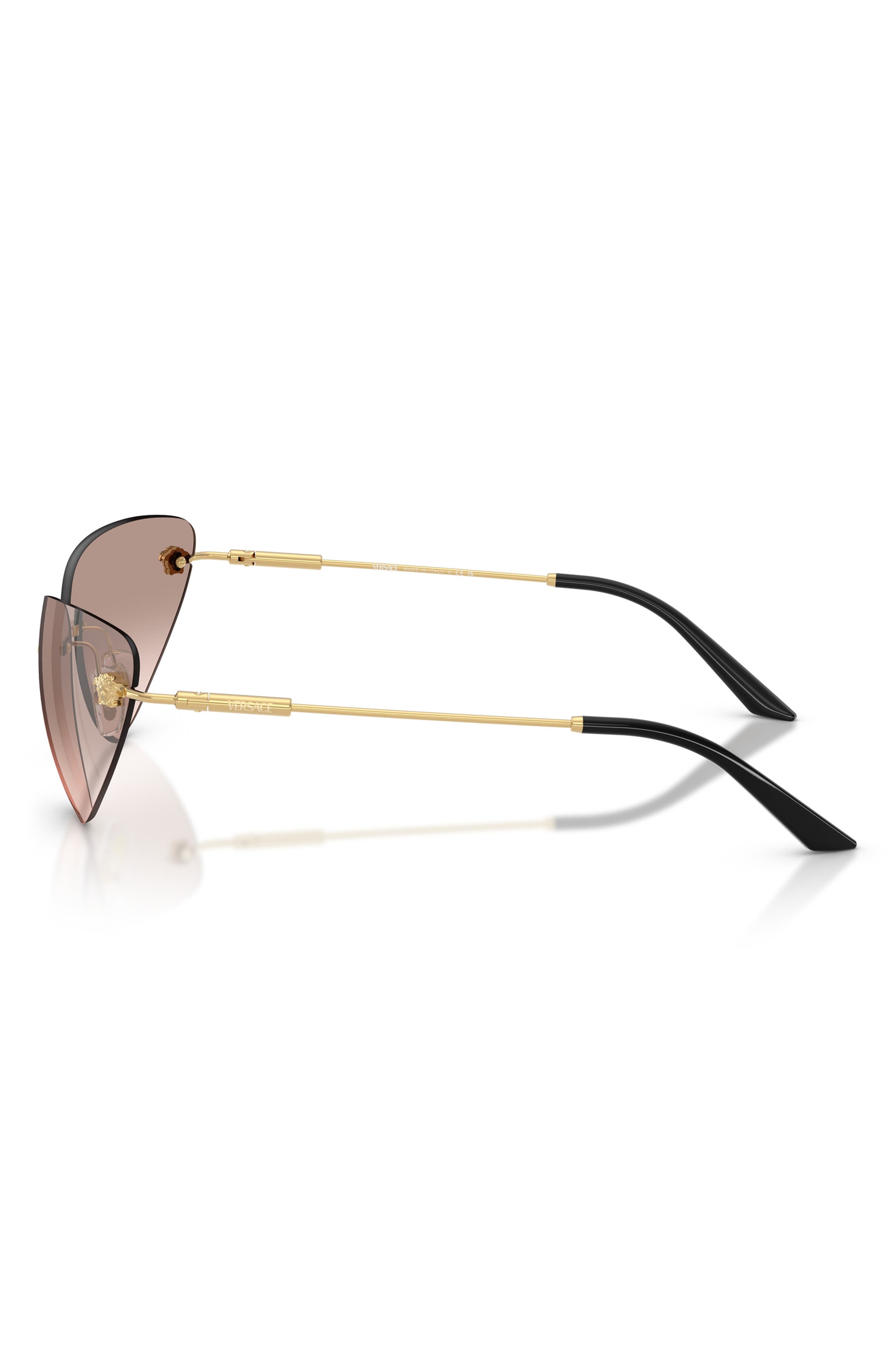 Versace 64mm Oversize Rimless Gradient Cat Eye Sunglasses in Gold/Light Brown Mirror at Nordstrom - 4