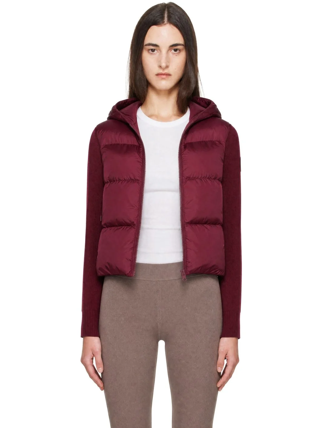 Burgundy Down HyBridge Tonal Disc Wide Jacket - 1