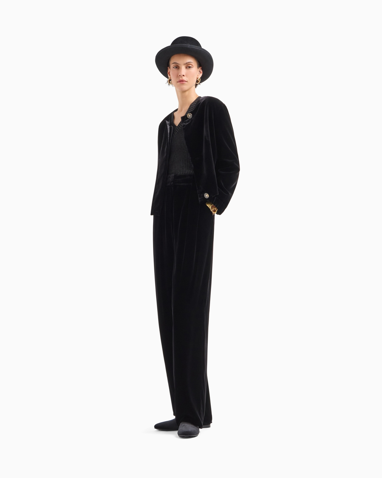 Double-darted velvet trousers - 2