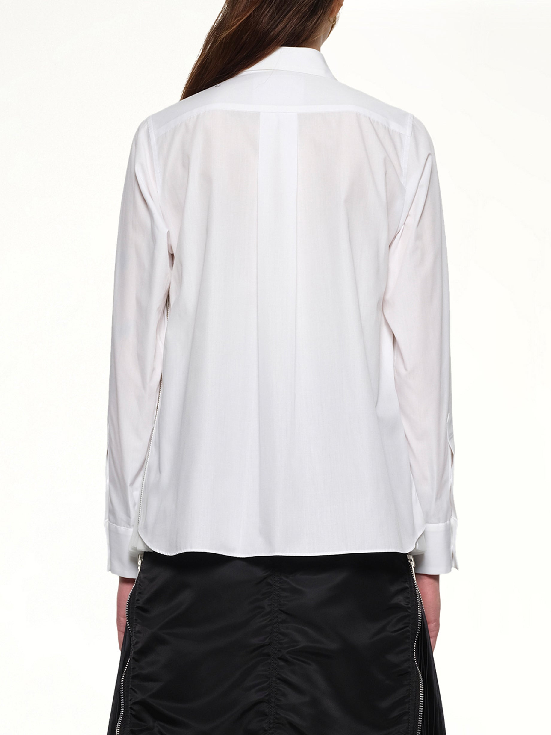 Poplin x Chiffon Shirt in Off White - 5