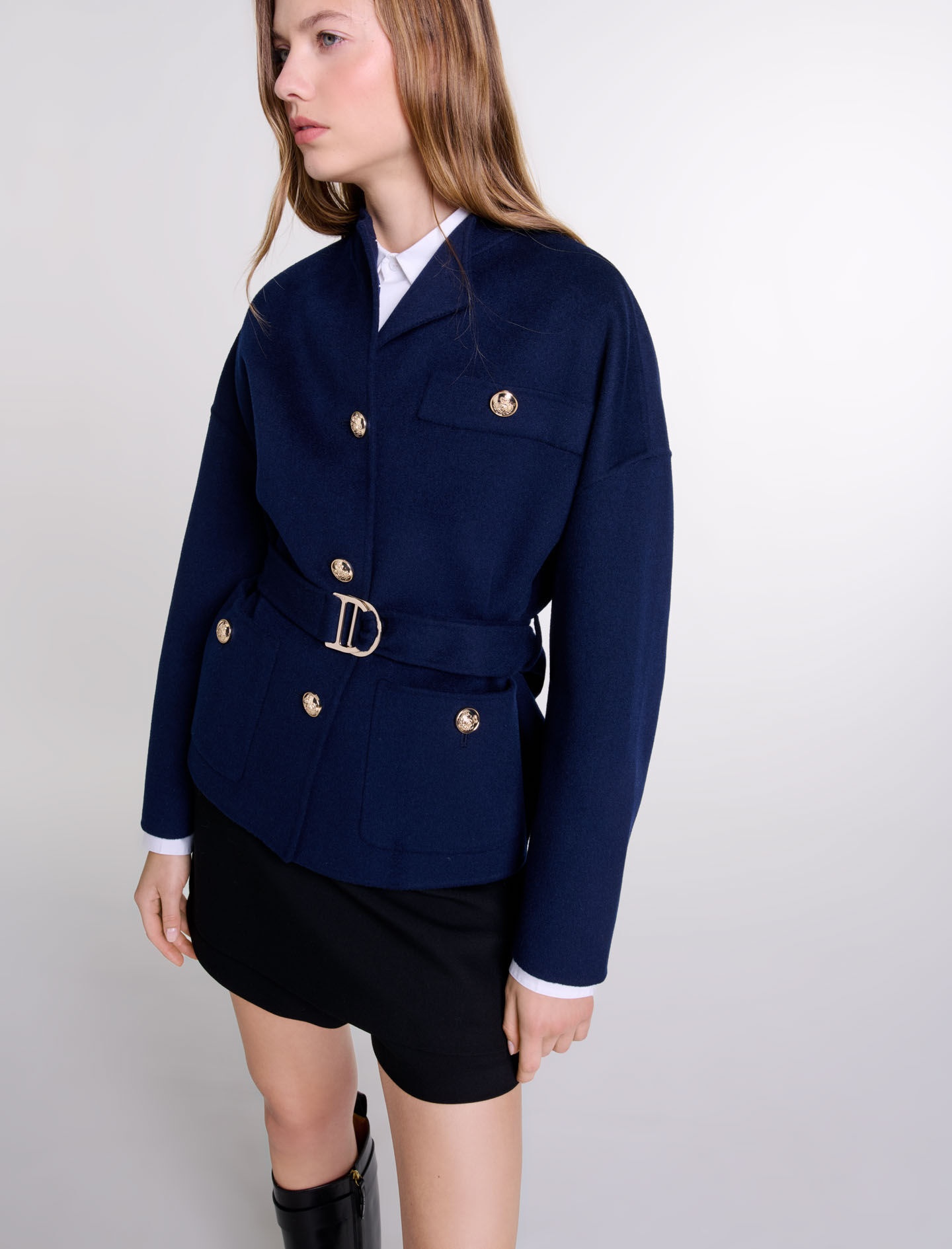 Belted short wool coat - 5