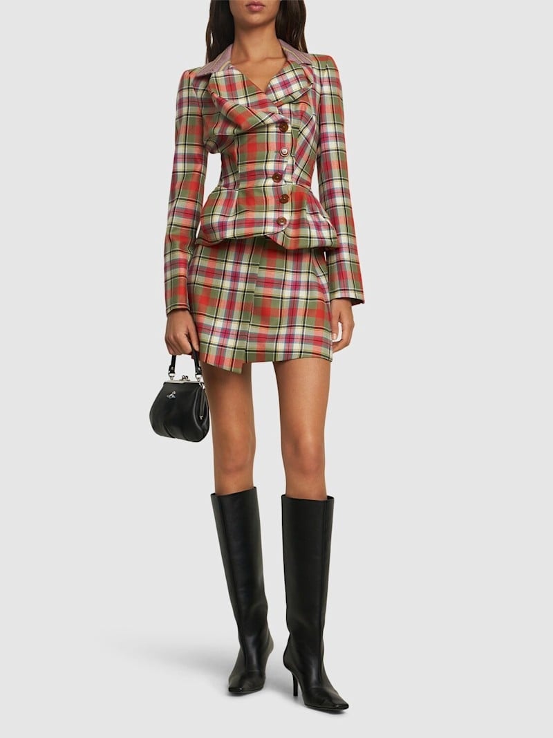 ジャケット VIVIENNE WESTWOOD GIACCA MONOPETTO DRUNKEN IN LANA TARTAN Vivienne Westwood Drunken jacket with tartan wool pattern