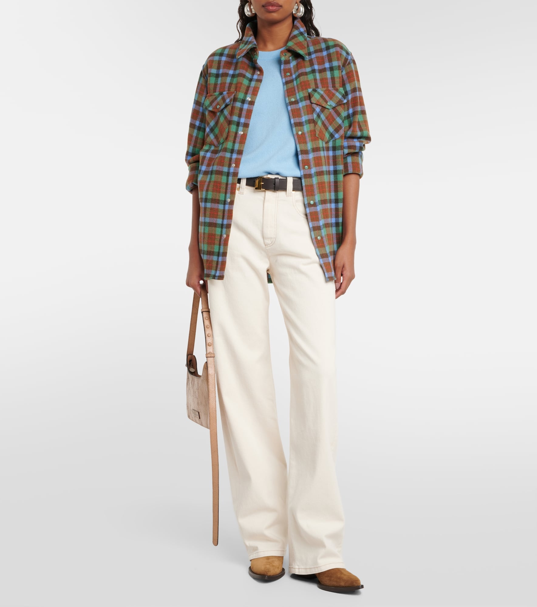 Moss tartan cashmere shirt - 2