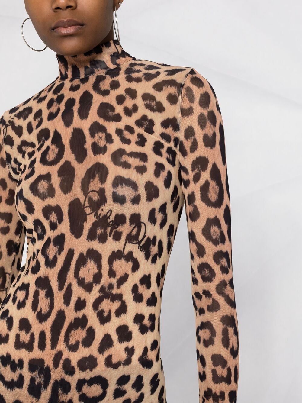 long-sleeved leopard-print jumpsuit - 3