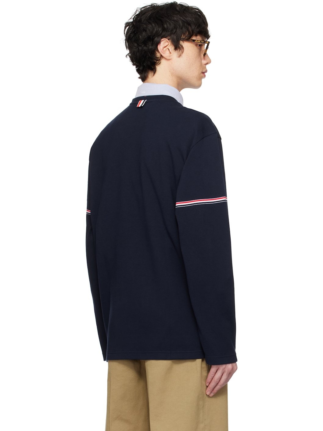 Navy Cotton Rugby Long Sleeve T-shirt - 3