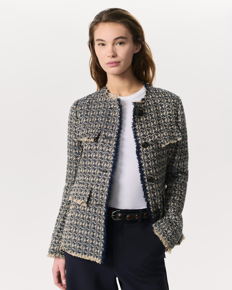 Ezra English Cotton-Blend Tweed Long Blazer 2