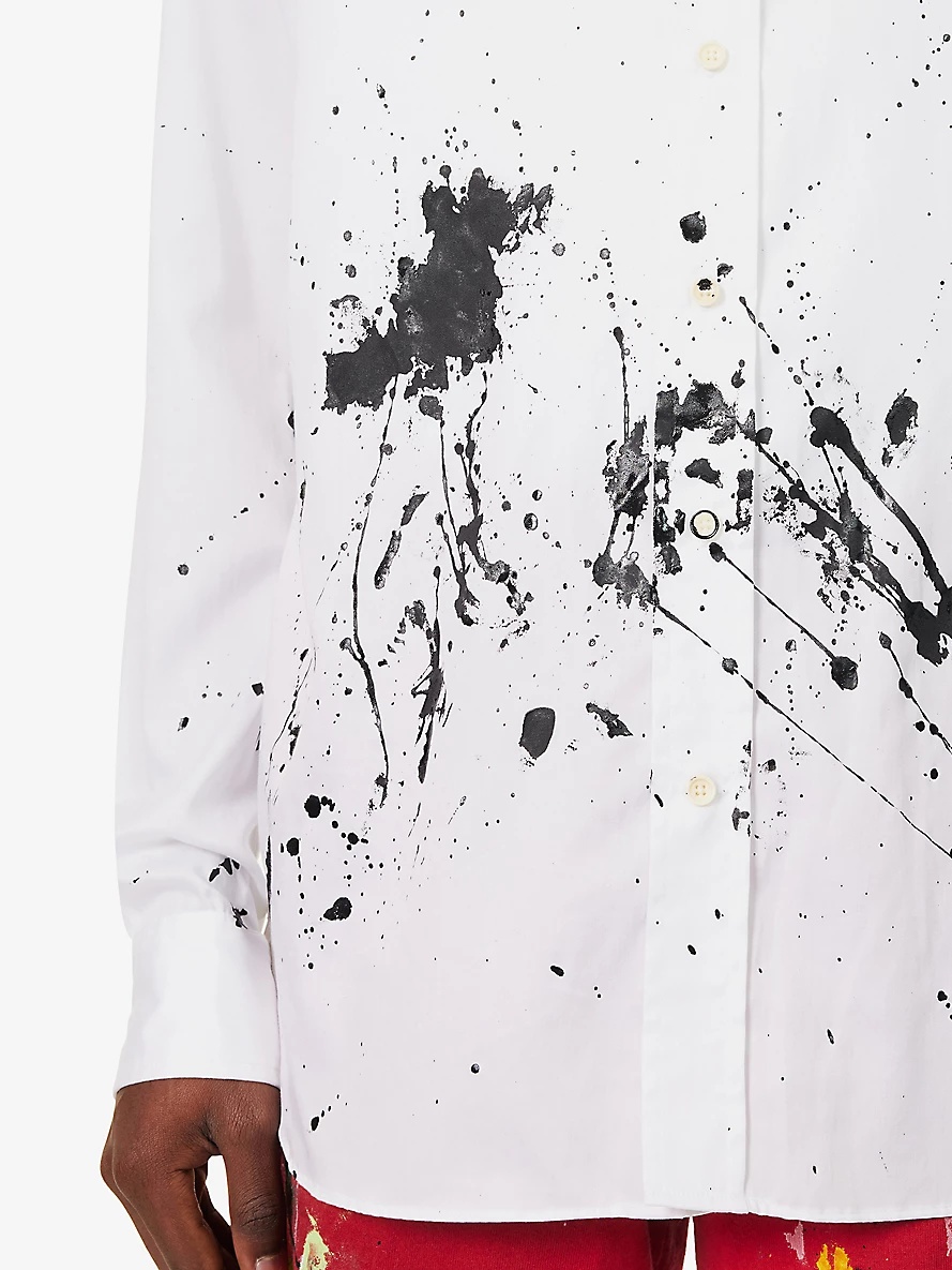 Collins paint-splattered relaxed-fit cotton-poplin shirt - 5