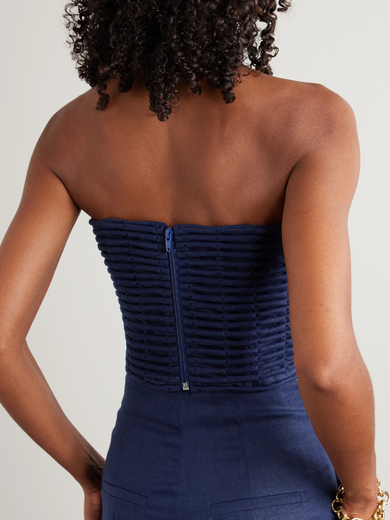 Prateek Embroidered Linen Corset Top - 3