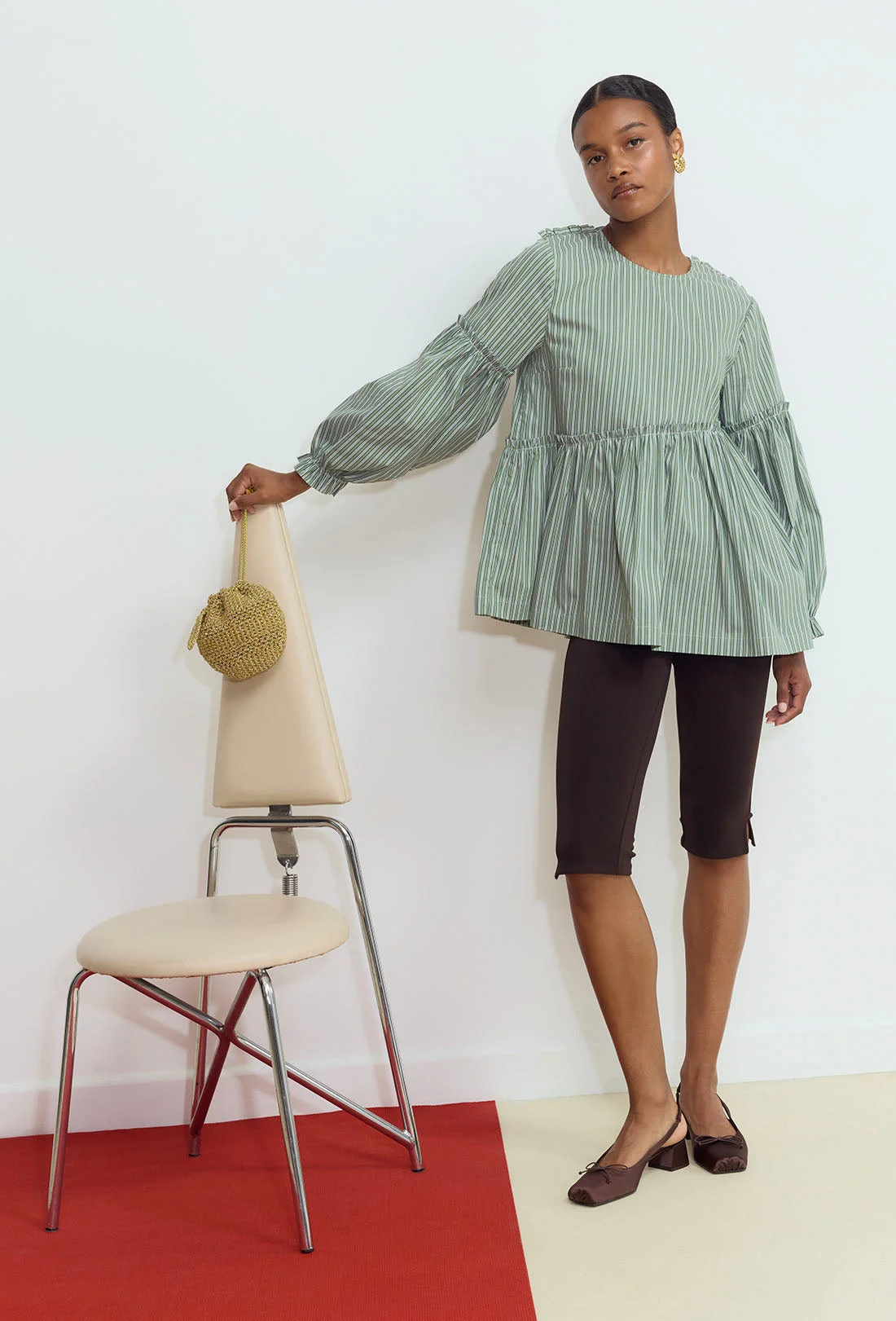 Anthea Blouse - Green Stripe - 1