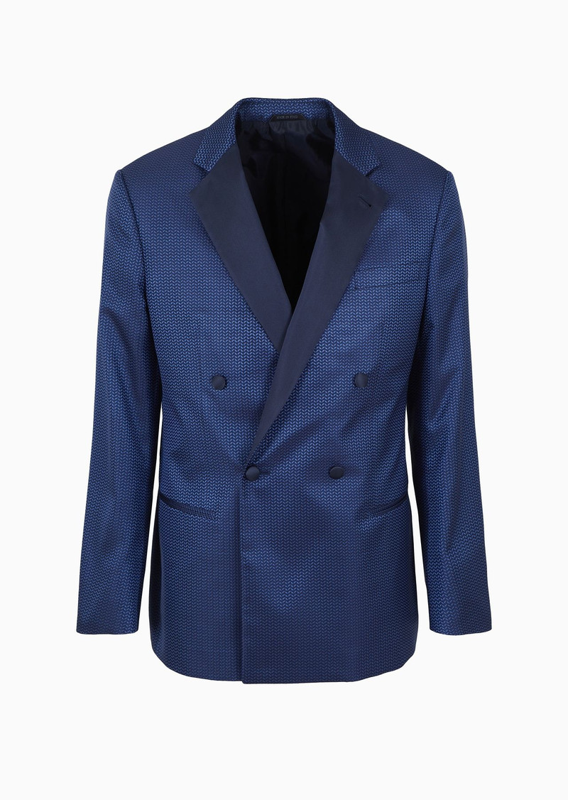 Soho line double-breasted tuxedo jacket in silk jacquard - 1