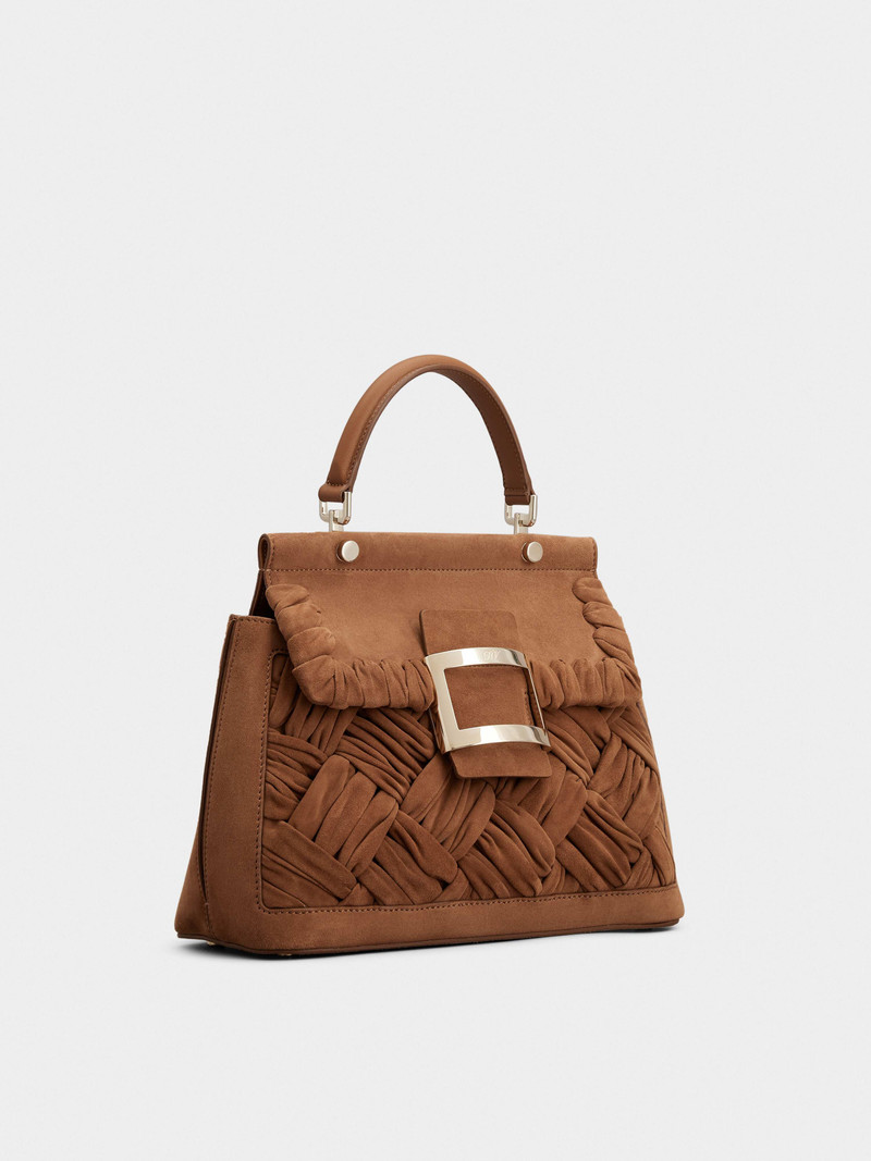 Viv' Cabas Foulard Metal Buckle Bag in Suede 3