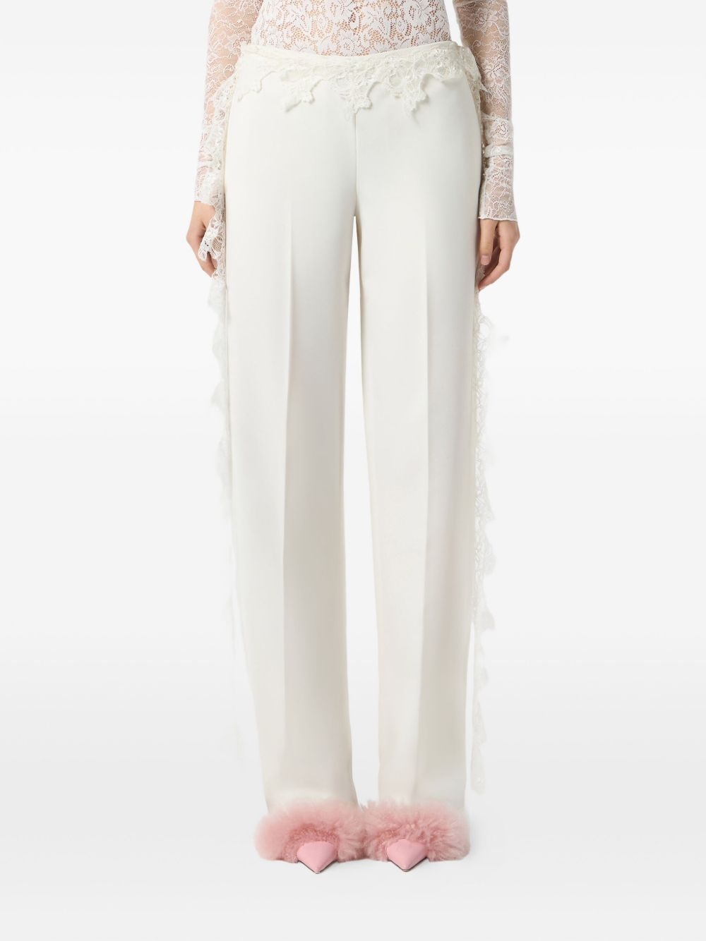lace-detail trousers - 3