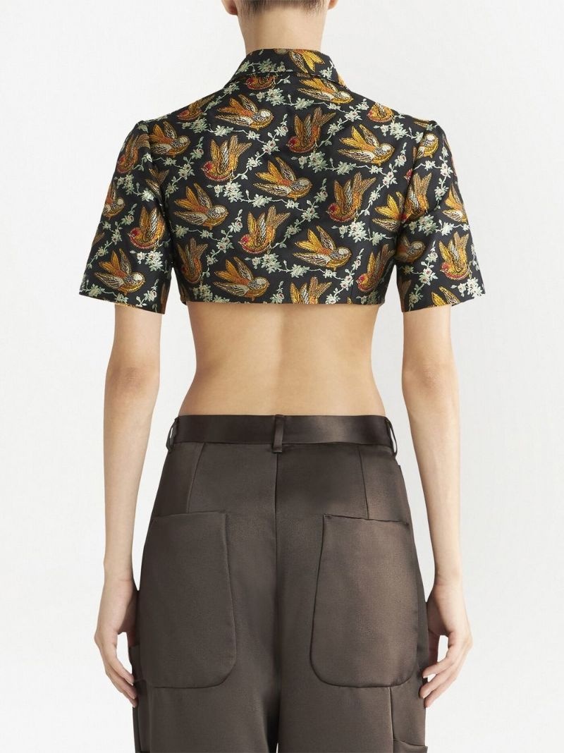 floral-print cropped shirt - 4