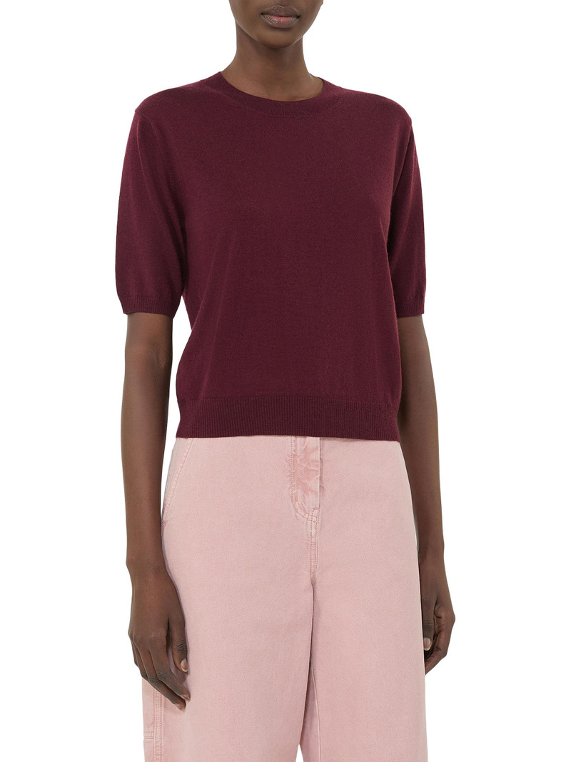 Women's Regular Fit Wool and Cashmere Sweater - Bordeaux 3