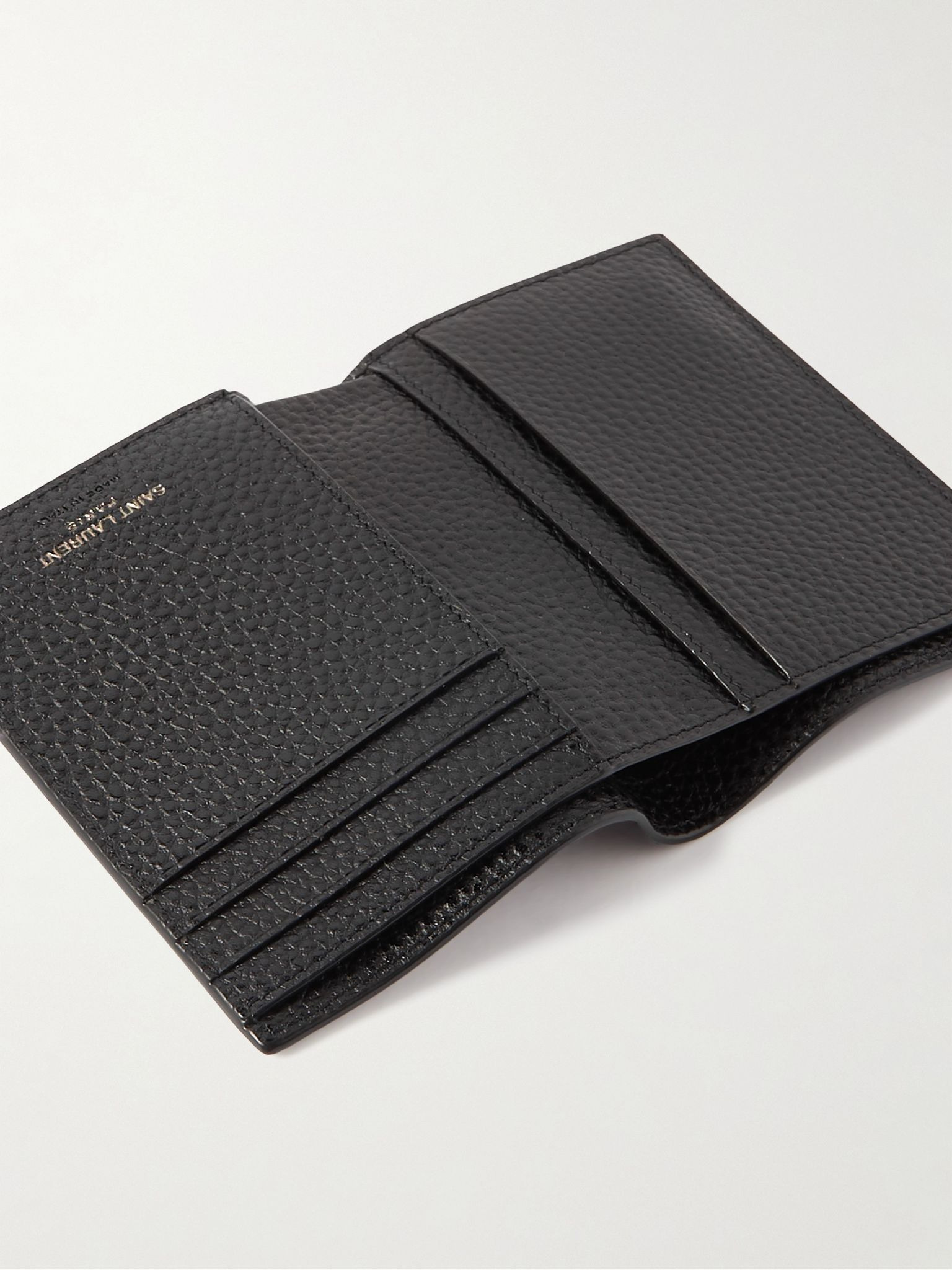 Tiny Cassandre Logo-Appliquéd Full-Grain Leather Bifold Wallet Black - 4