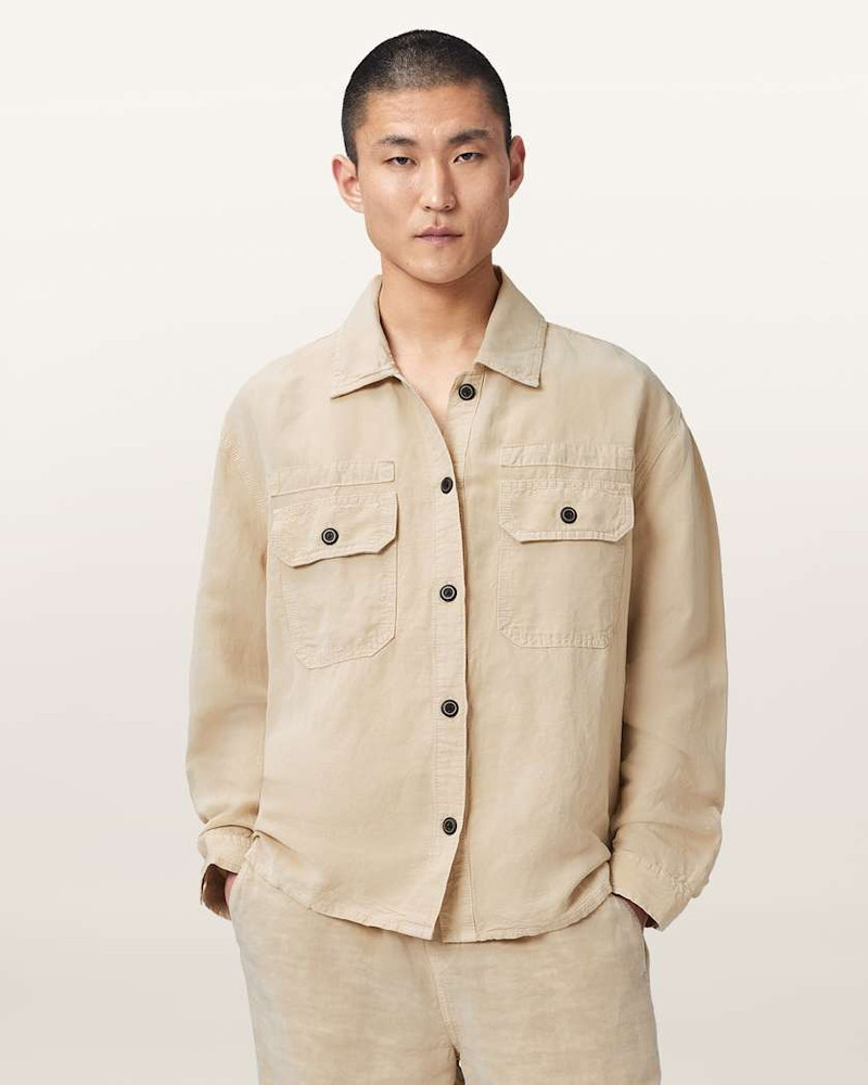 ALLSAINTS KORTEN LINEN BLEND RELAXED FIT SHACKET outlook