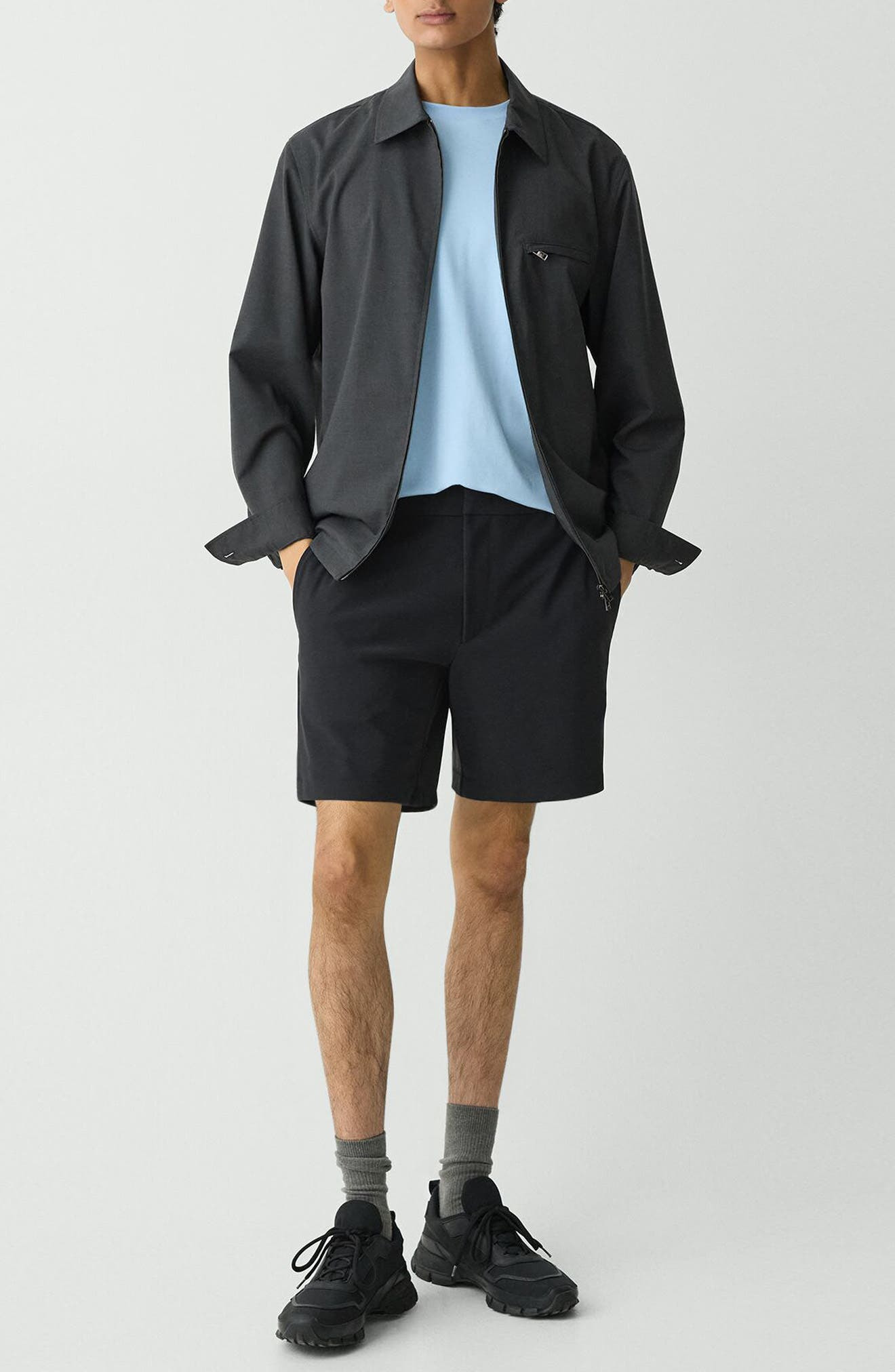 Theory Curtis Slim Fit Internal Drawstring Shorts in Black at Nordstrom - 6