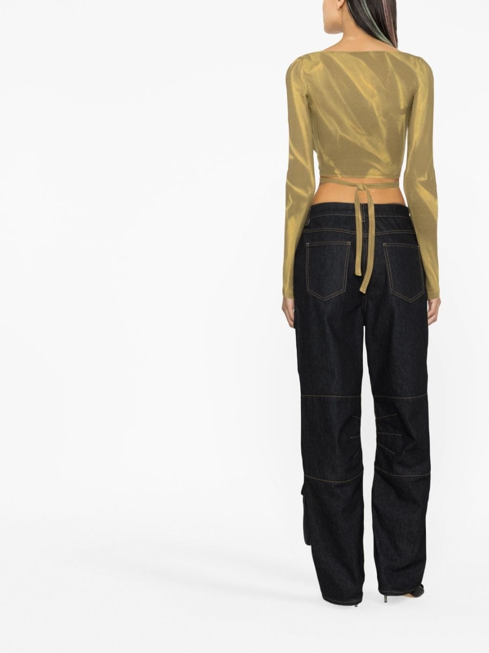 cut-out detail long-sleeve top - 3