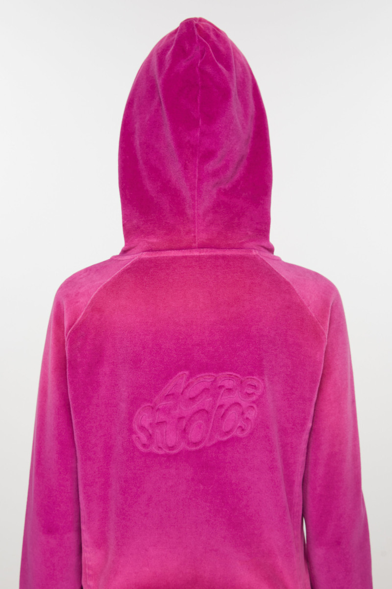 Hooded zip sweater velvet - Magenta pink 4