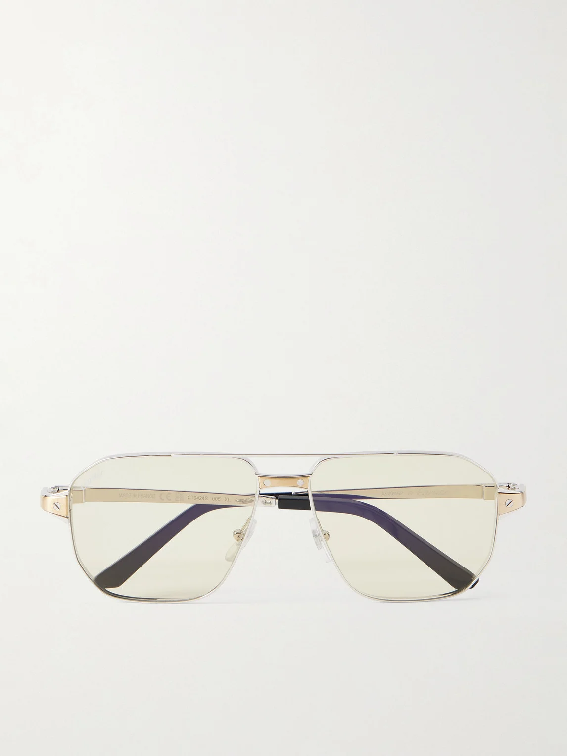 Santos Aviator-Style Silver-Tone Sunglasses - 1