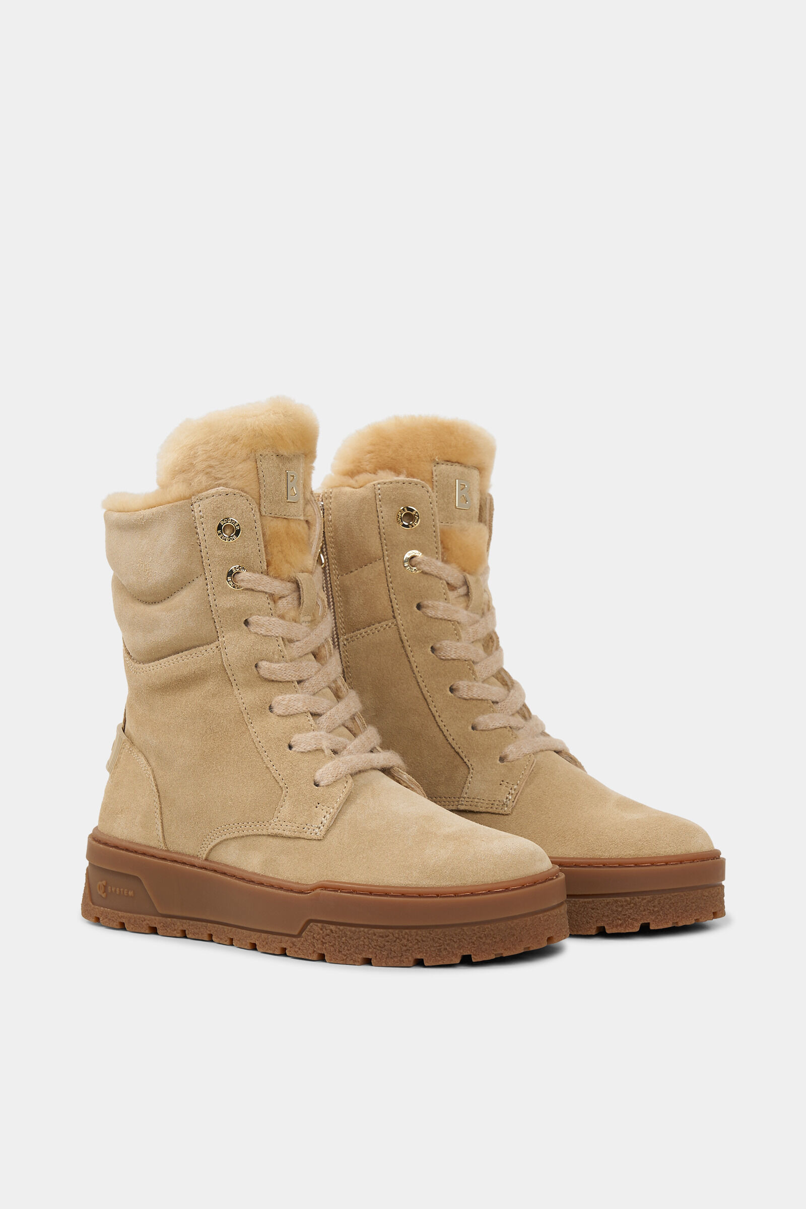 Calgary lace-up boots with spikes in Camel - 4