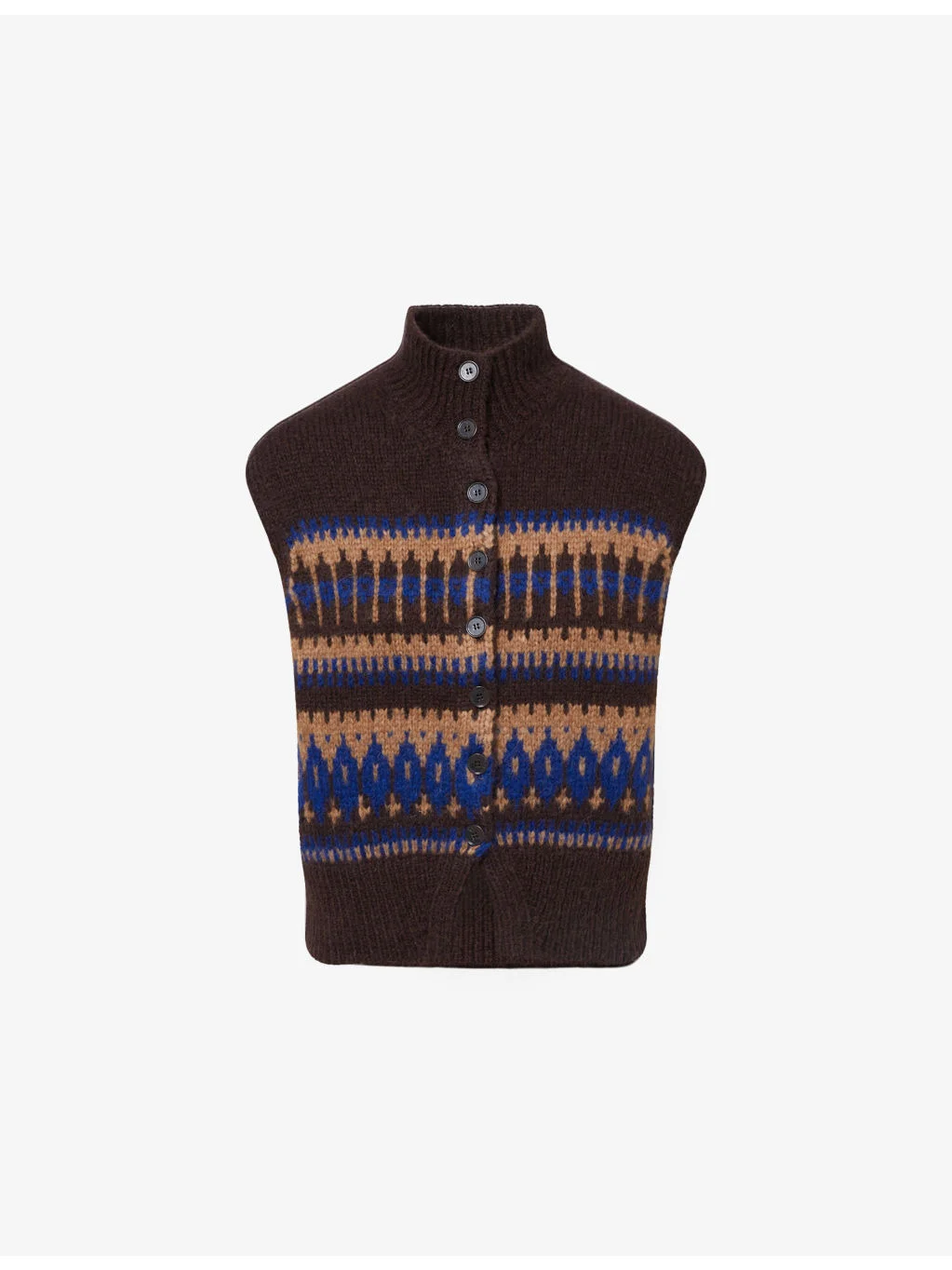 Jacquard-Pattern Knitted Alpaca And Merino Wool Blend Vest - 1