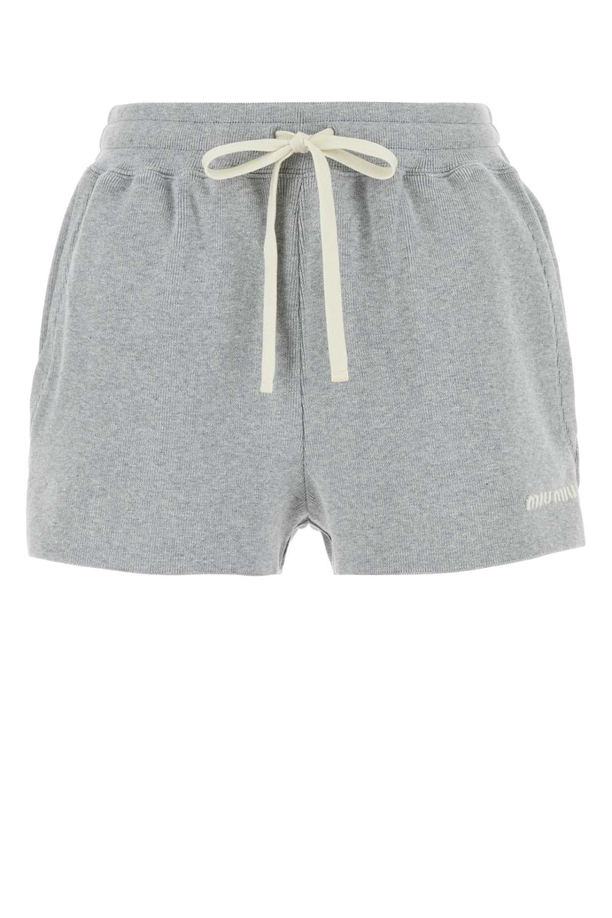 Miu Miu Women Grey Cotton Shorts - 1