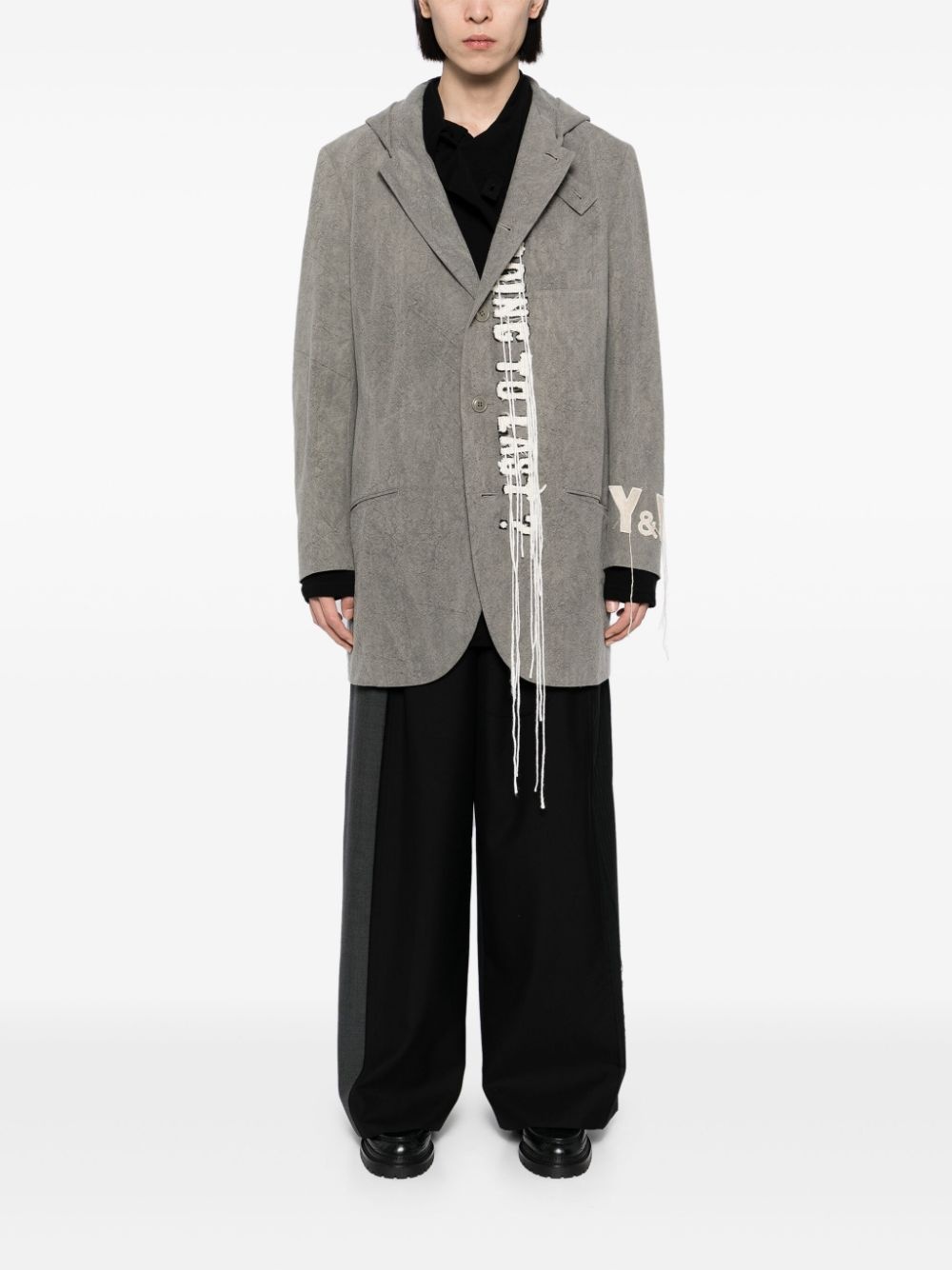 logo-print wool hooded jacket - 2