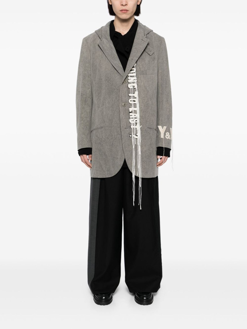 Yohji Yamamoto logo-print wool hooded jacket outlook