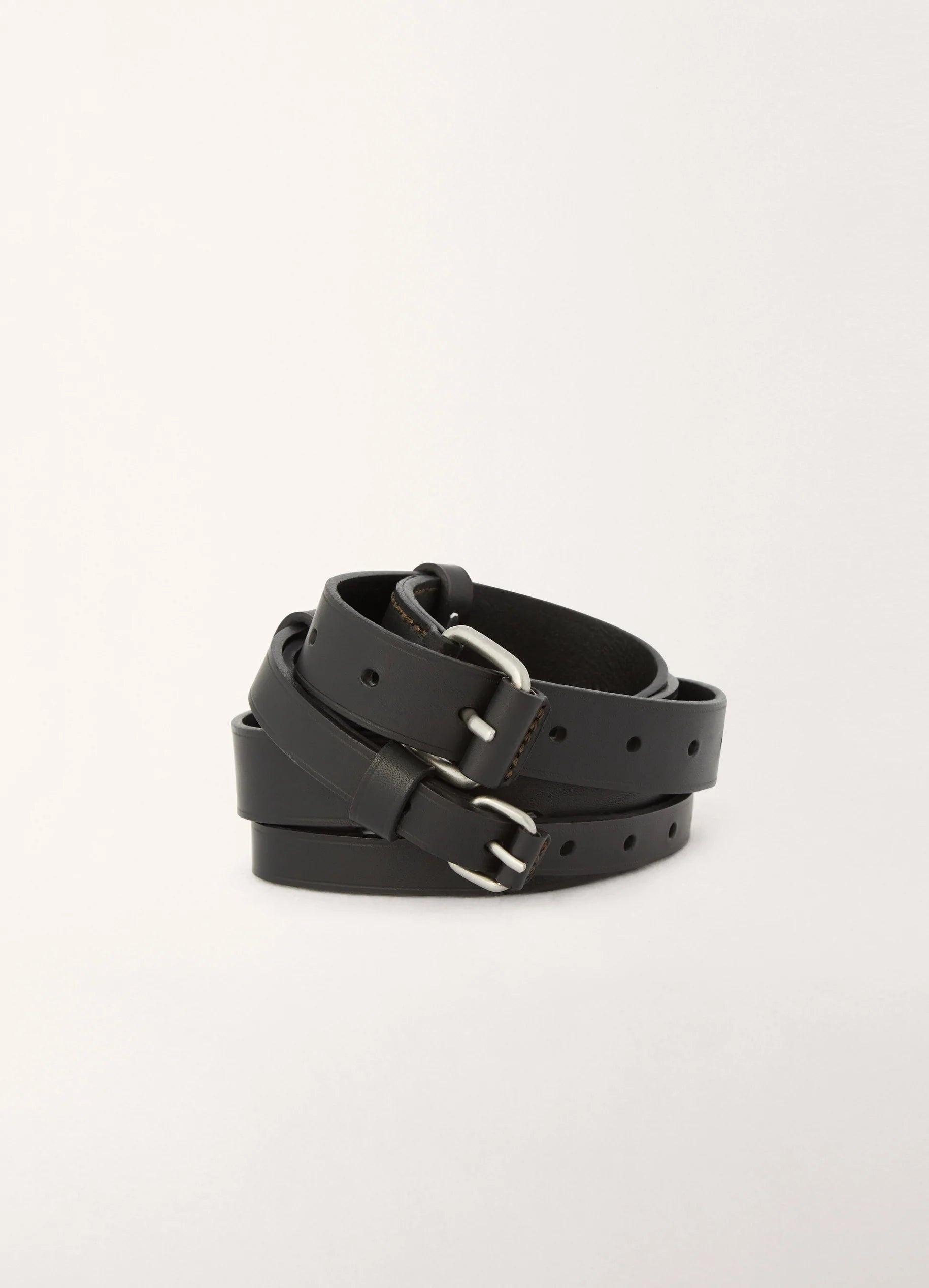 Zara Double Buckle Leather Sash Belt